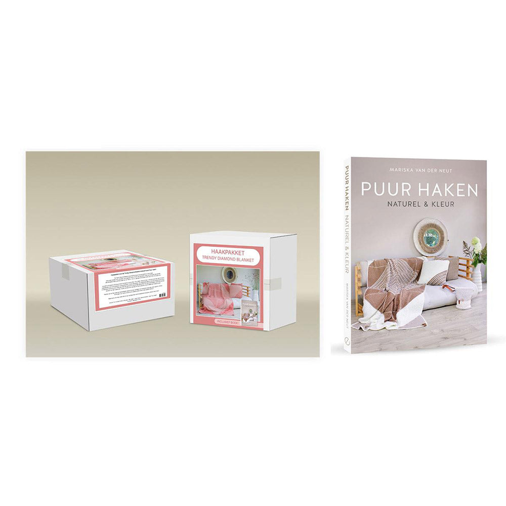 Haakpakket Puur Haken Plaid met Boek - Rose 014.257