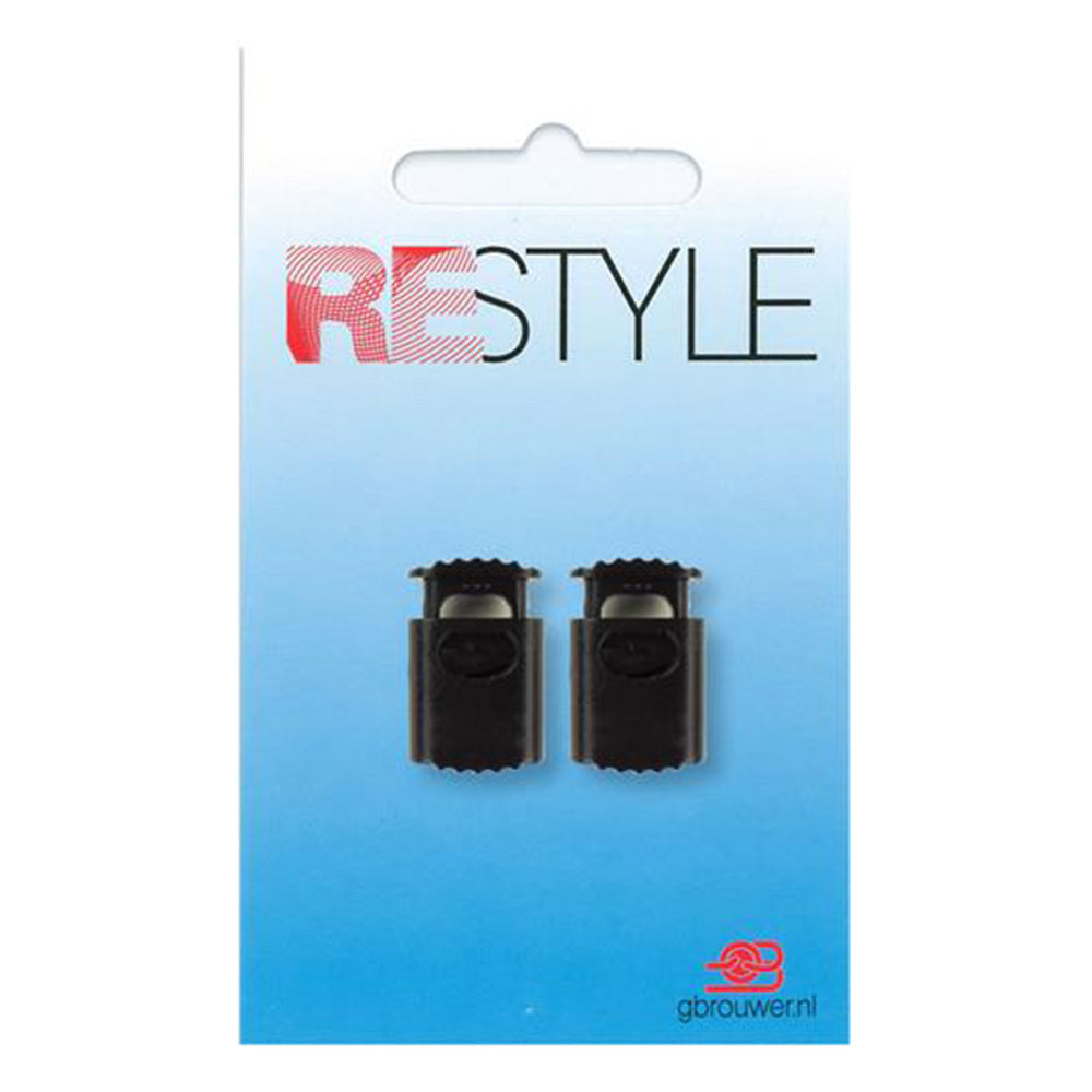 Restyle Koordstop 1-gaats Kunststof 2 stuks 000 Zwart