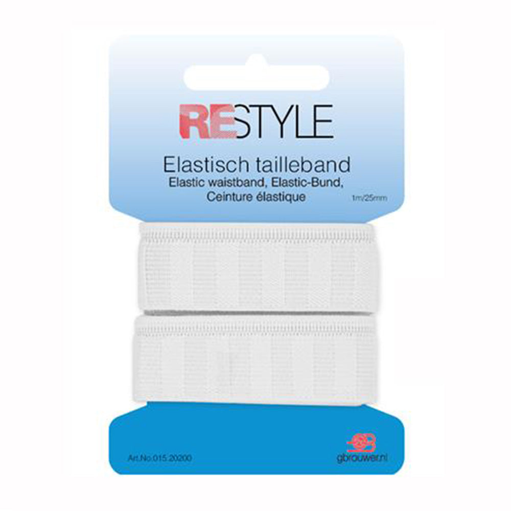 Restyle Elastisch Tailleband 25 mm x 1 meter 009 Wit