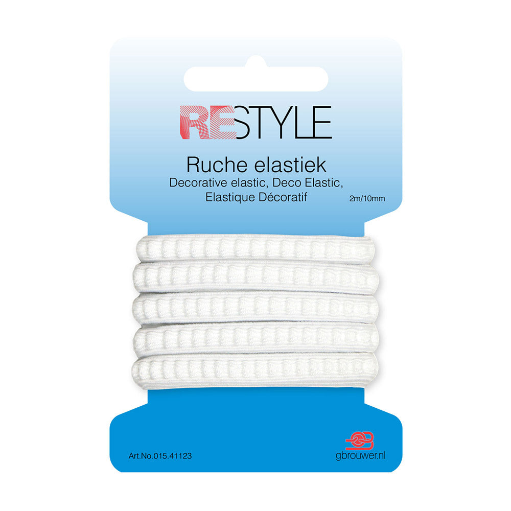Restyle Ruche Elastiek 2m/10mm Wit
