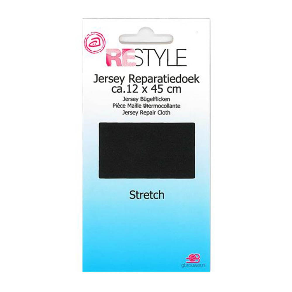 Restyle Jersey Reparatiedoek 12 cm x 45 cm 000 Zwart