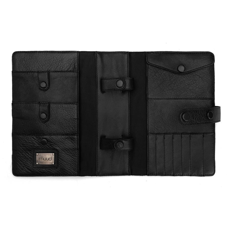 MUUD Carita Black - Handgemaakt leren etuit 15 x 22 x 6 cm