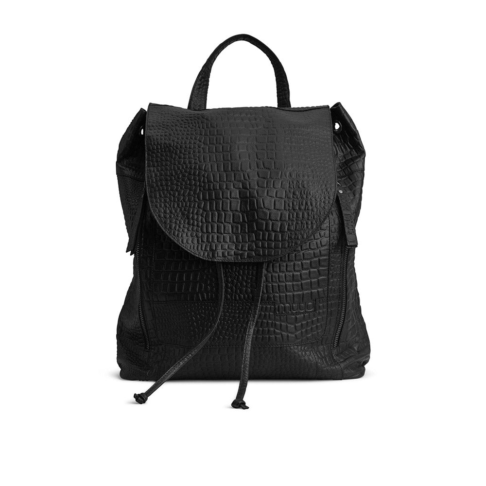 MUUD Gimo Black - Handgefertigter Lederrucksack 38x39cm