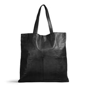 MUUD Show Black - Handgemaakt leren shopper voor dagelijks gebruik 39x35cm