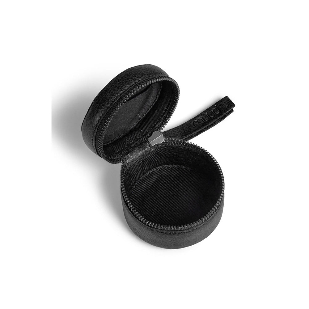 MUUD Helsinki Black - Handgemaakt leren ronde kubus voor handwerk accessoires 5.5x7.5cm