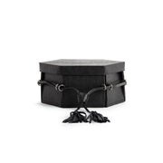 MUUD Evita Black - Handgemaakt leren 6 kantige handwerk opbergdoos 12x22x26cm