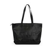 MUUD Laura-draagtas Black - Handgemaakt leren tas met afneembare portemonnee 34x50x16cm