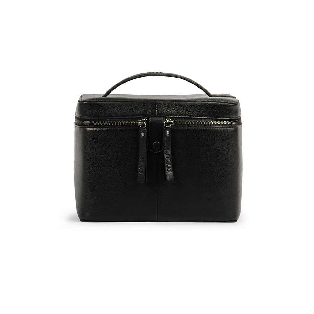 MUUD Lexi Black - Handgemaakt leren ruime handwerktas Black - 20x26cm