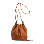 MUUD Donna Whisky - Handgemaakt leren tas met trekkoord 26xØ24cm