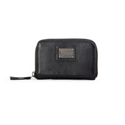 MUUD Daisy Black - Handgemaakt leren portemonnee 8x12.5x2cm