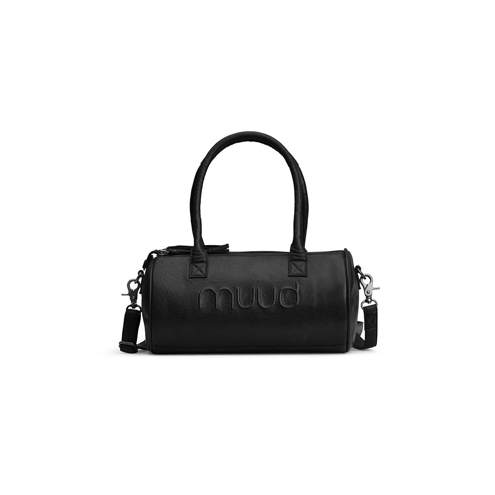 MUUD Drew mini Black - Handgemaakt leren crossbody tas 29xØ15cm
