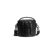 MUUD Saturn mini Black - Handgemaakt leren kleine tas 13xØ14cm