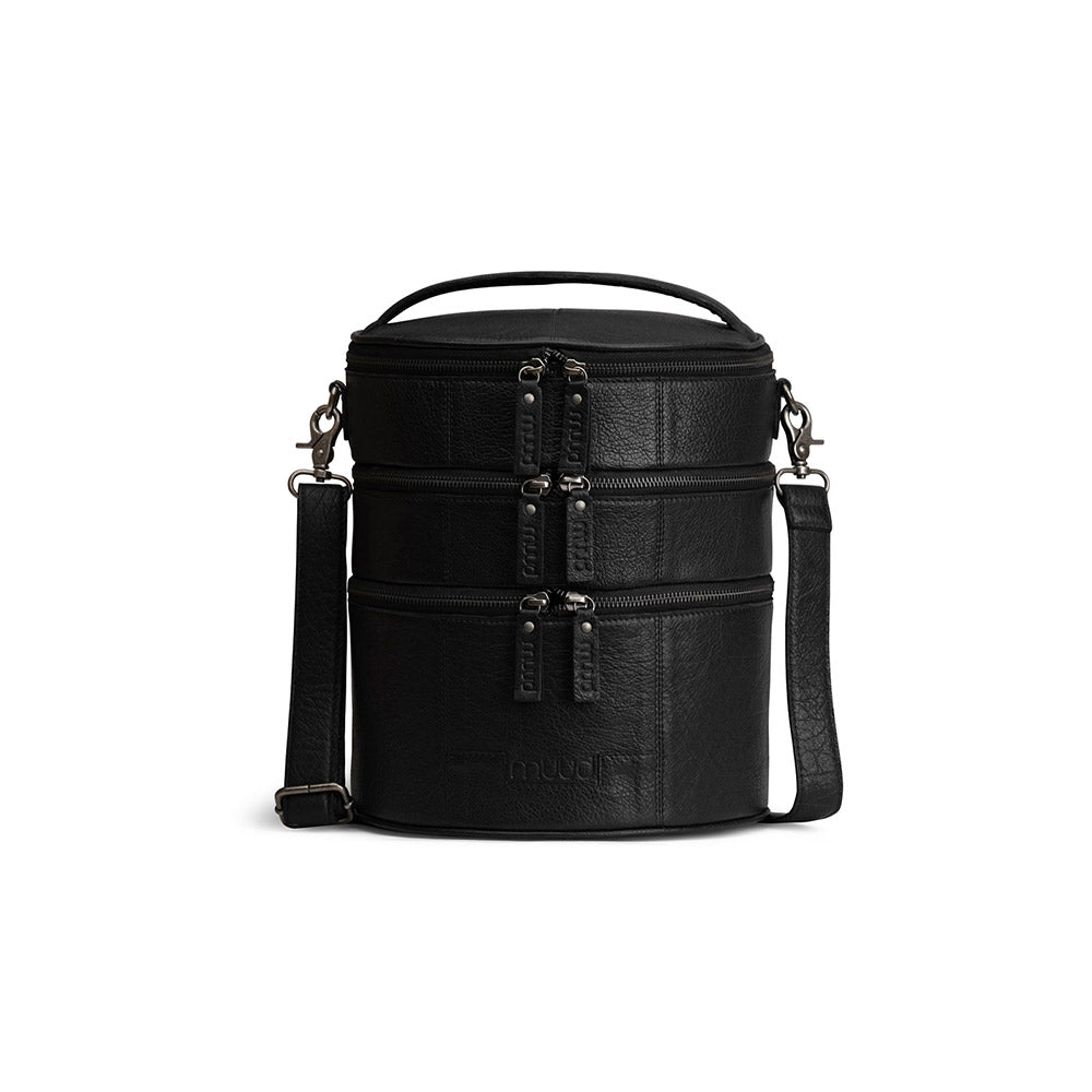MUUD Bturn Black - Handgemaakt leren tas voor diverse projecten 27xØ25cm
