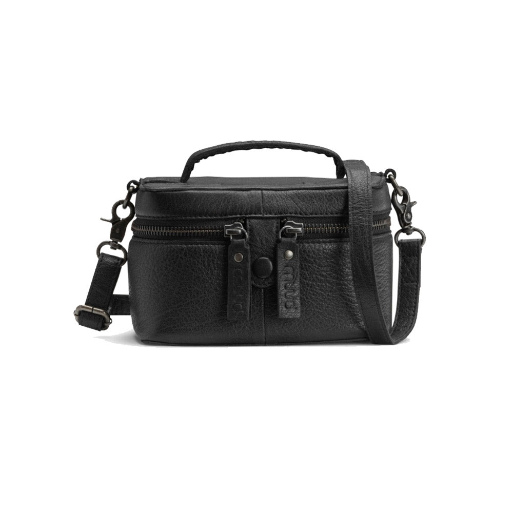 MUUD Lexi Mini Black - Handgemaakt leren mini tas voor diverse projecten 18x11x11cm
