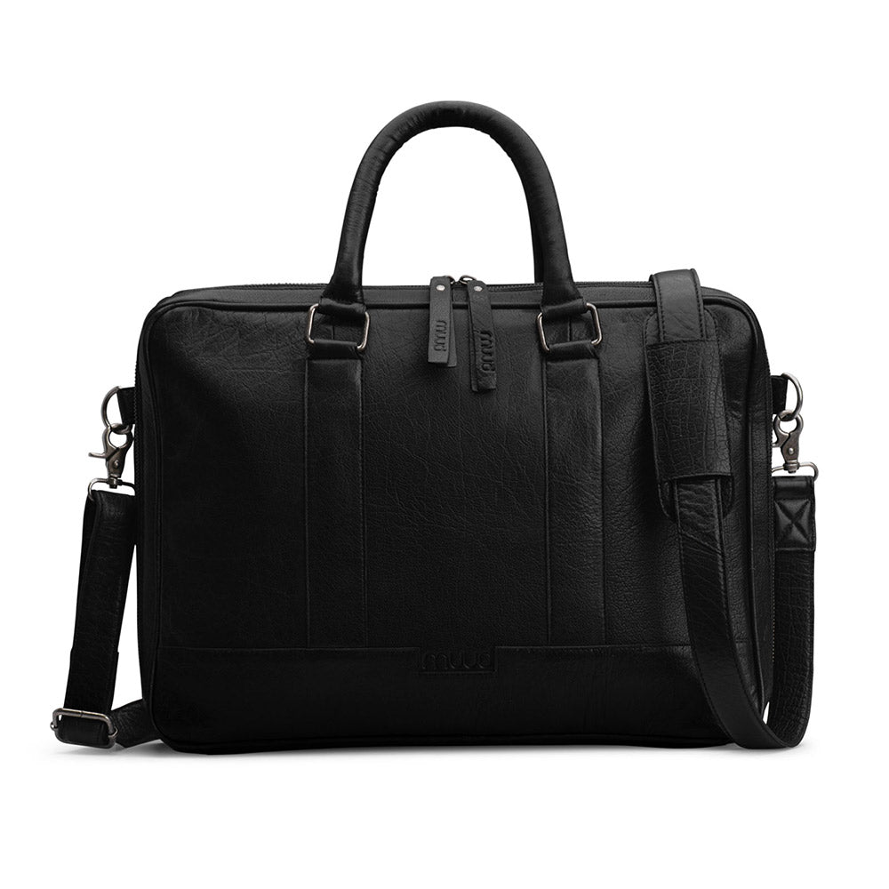 MUUD Drea - Black Handgemaakt leren laptoptas