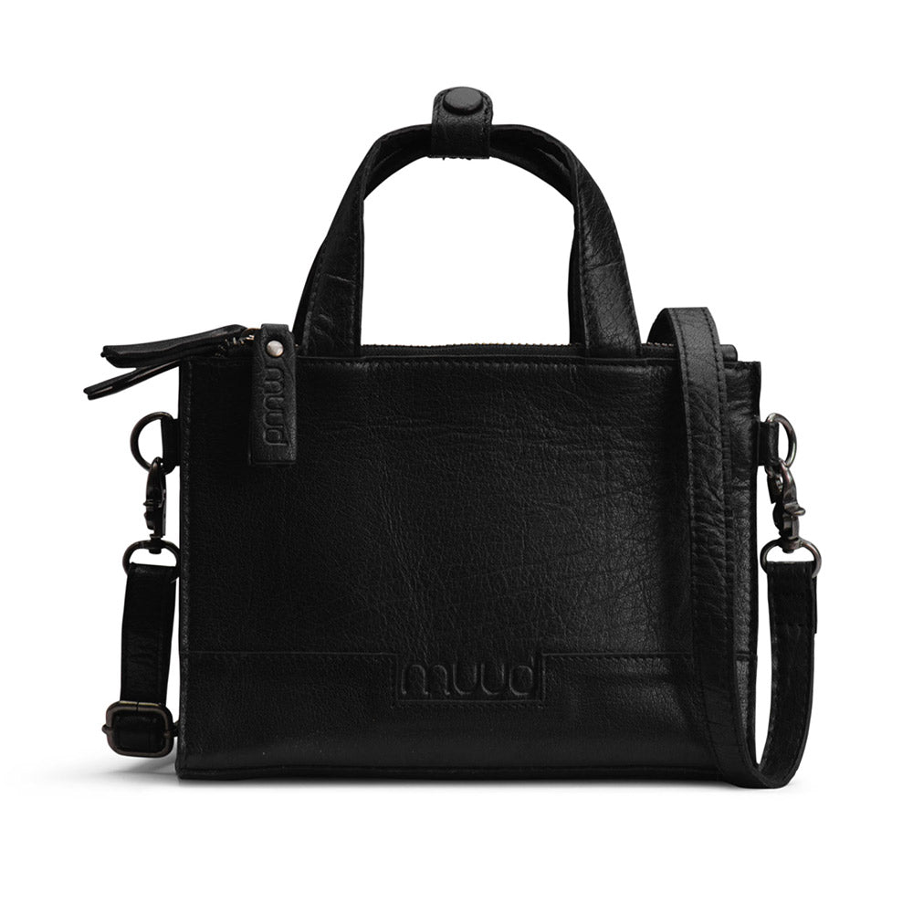 MUUD Dac - Black Handgemaakt leren schoudertas 20 x 14,5 cm