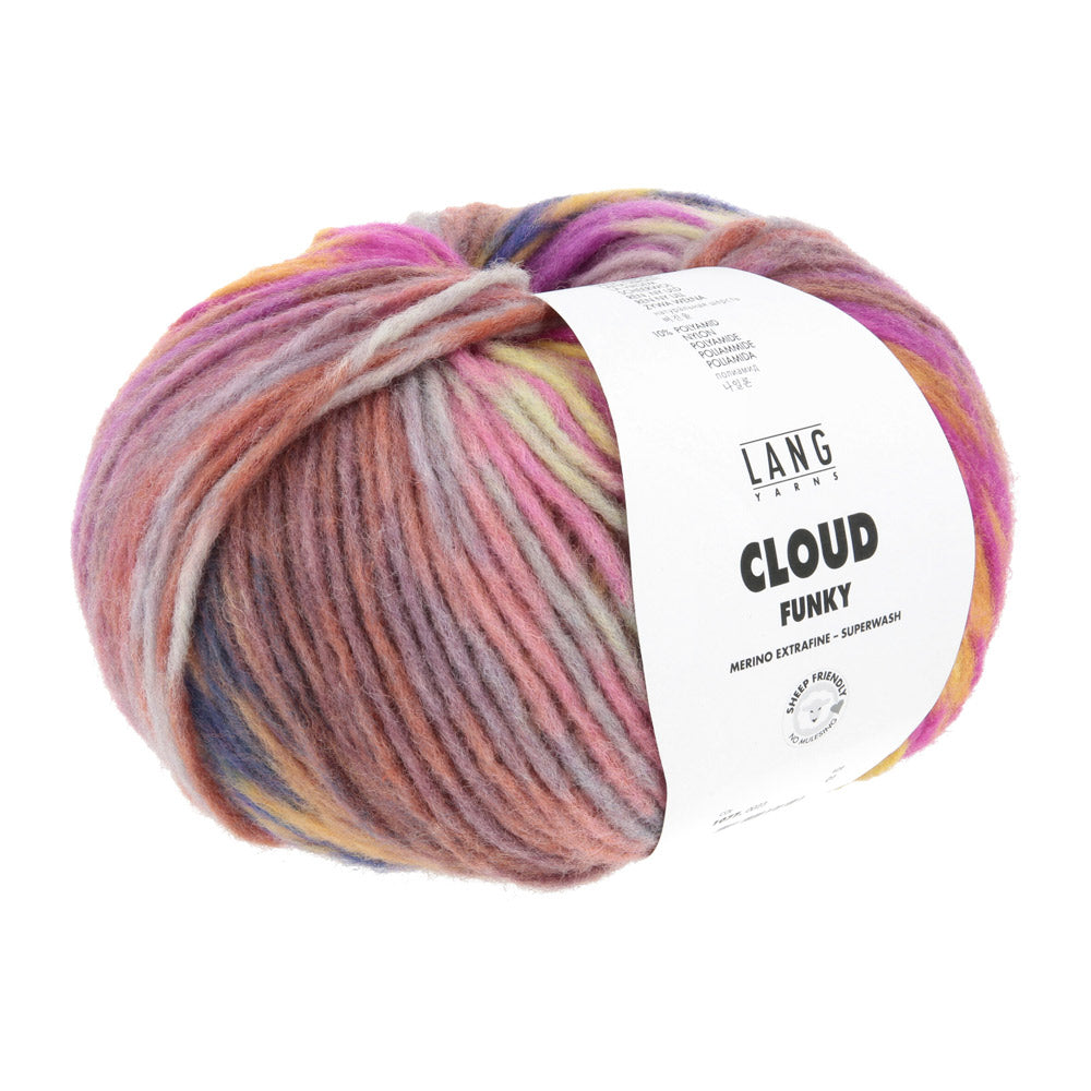 Lang Yarns Cloud Funky 0023 Meloen/Marine/Geel/Mauve - bol garen van opzij