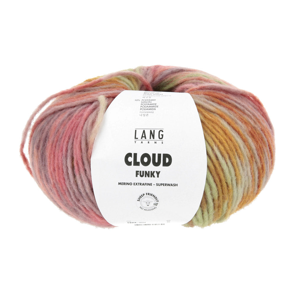 Lang Yarns Cloud Funky 0024 Baksteenrood/Aubergine/Ivoor/Roze - bol garen van voren