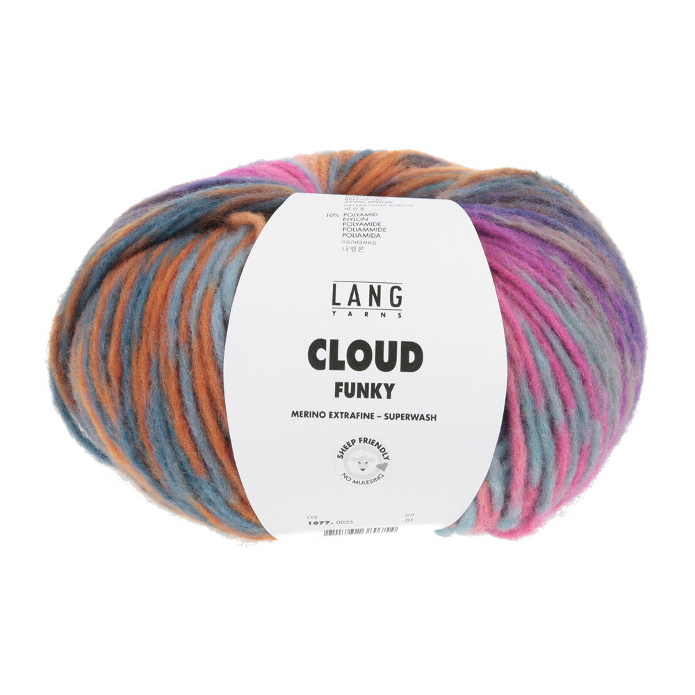 Lang Yarns Cloud Funky 0025 Felroze/Oceaan/Oranje/Petrol - bol garen van voren