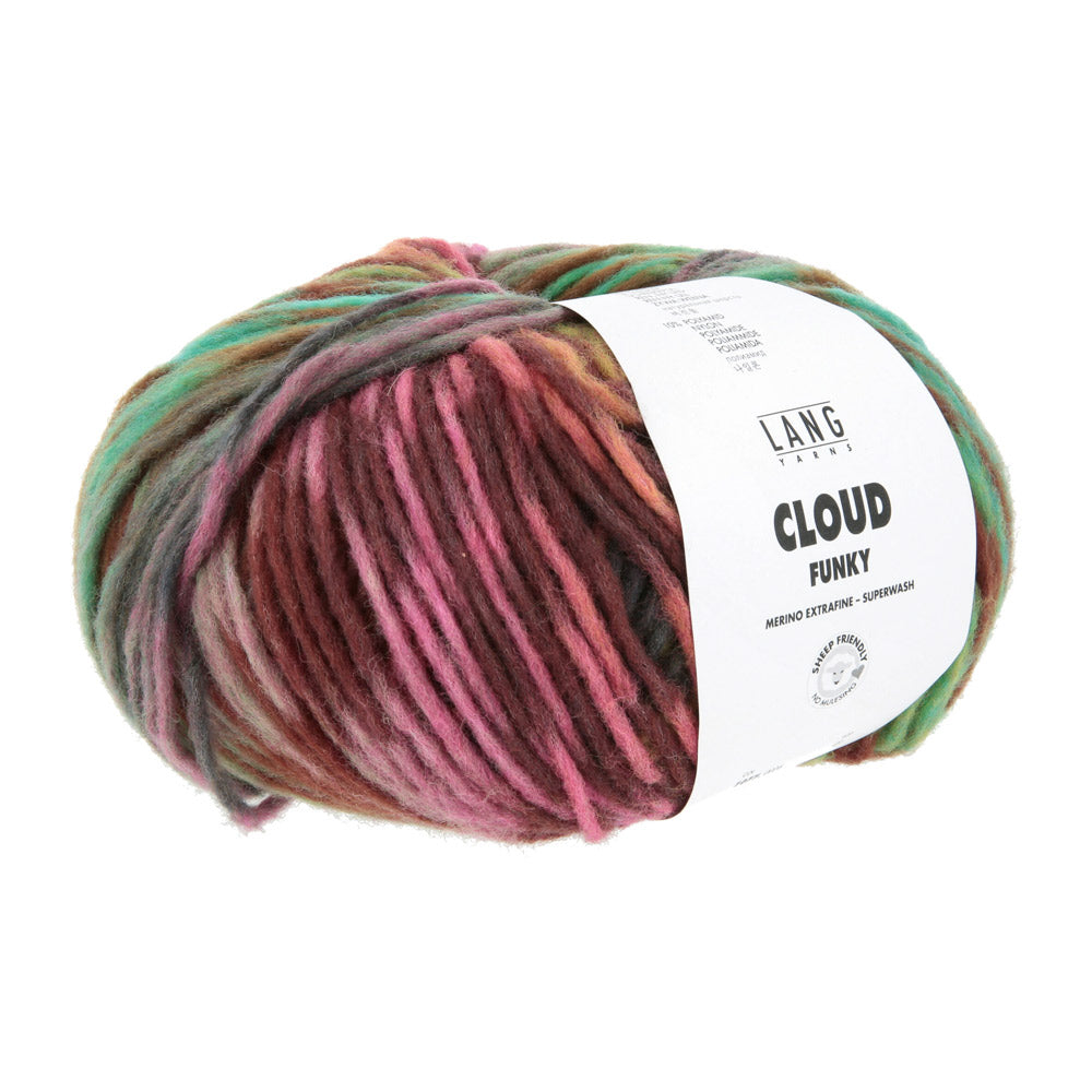 Lang Yarns Cloud Funky 0026 Turquoise/Lavendel/Roze/Groen - bol garen van opzij