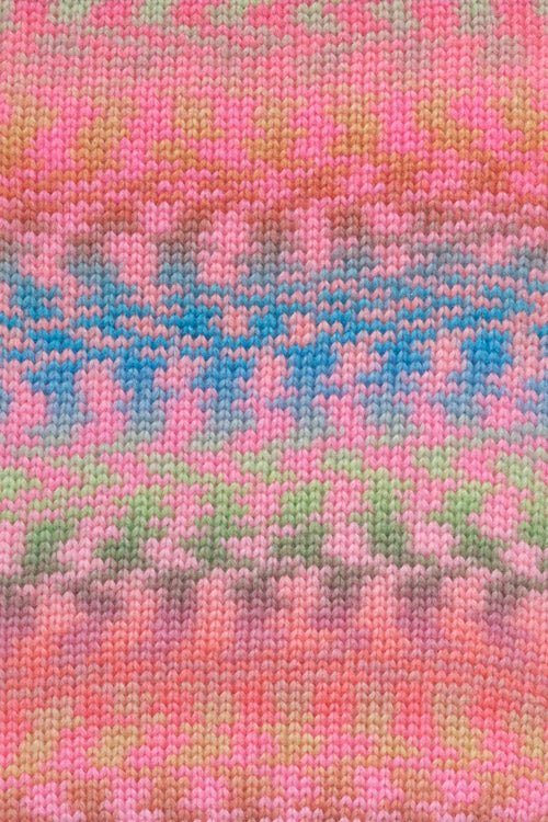 Lang Yarns Cloud Funky 0027 Roze/Blauw/Lichtgroen/Fuchsia - gebreide kleurstaal
