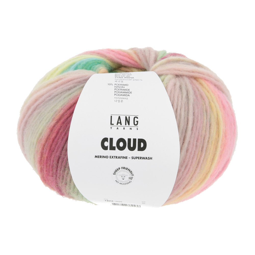 Lang Yarns Cloud 0029 Geel/Groen/Turquoise/Roze - bol garen van voren