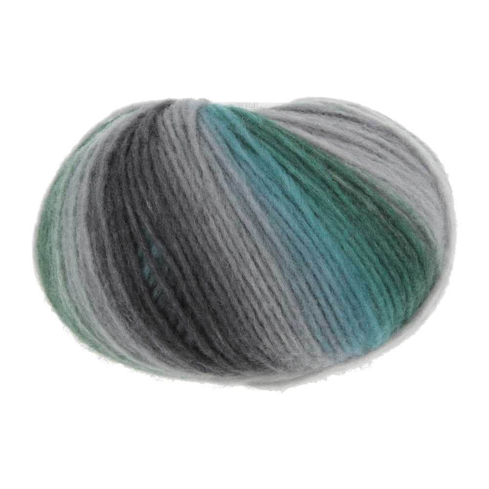 Lang Yarns Cloud 0030 Turquoise/Grijs/Zwart/Groen - bol garen zonder wikkel