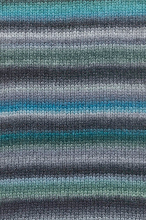 Lang Yarns Cloud 0030 Turquoise/Grijs/Zwart/Groen - gebreide kleurstaal