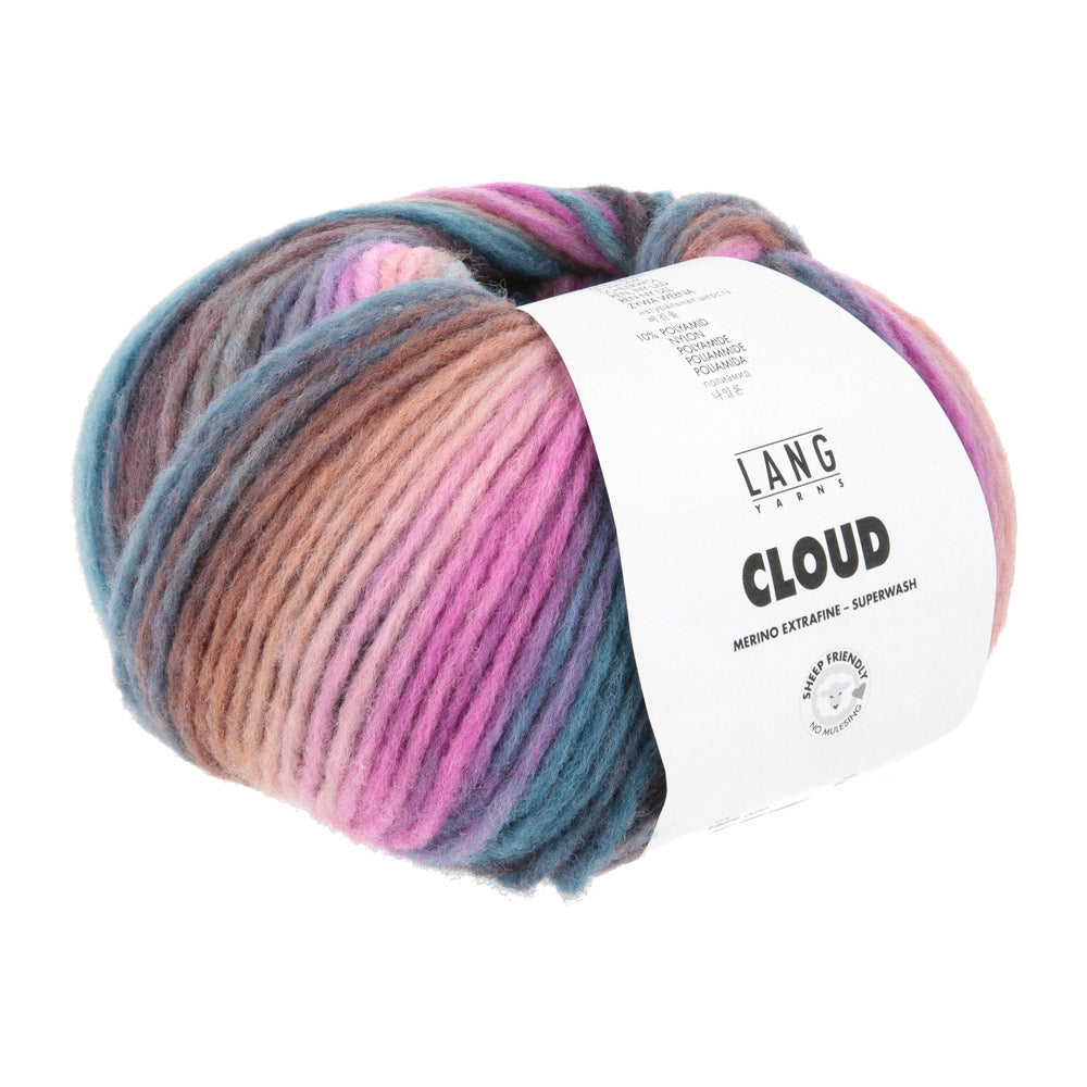 Lang Yarns Cloud 0032 Roze/Ijsblauw/Petrol/Violet - bol garen van opzij
