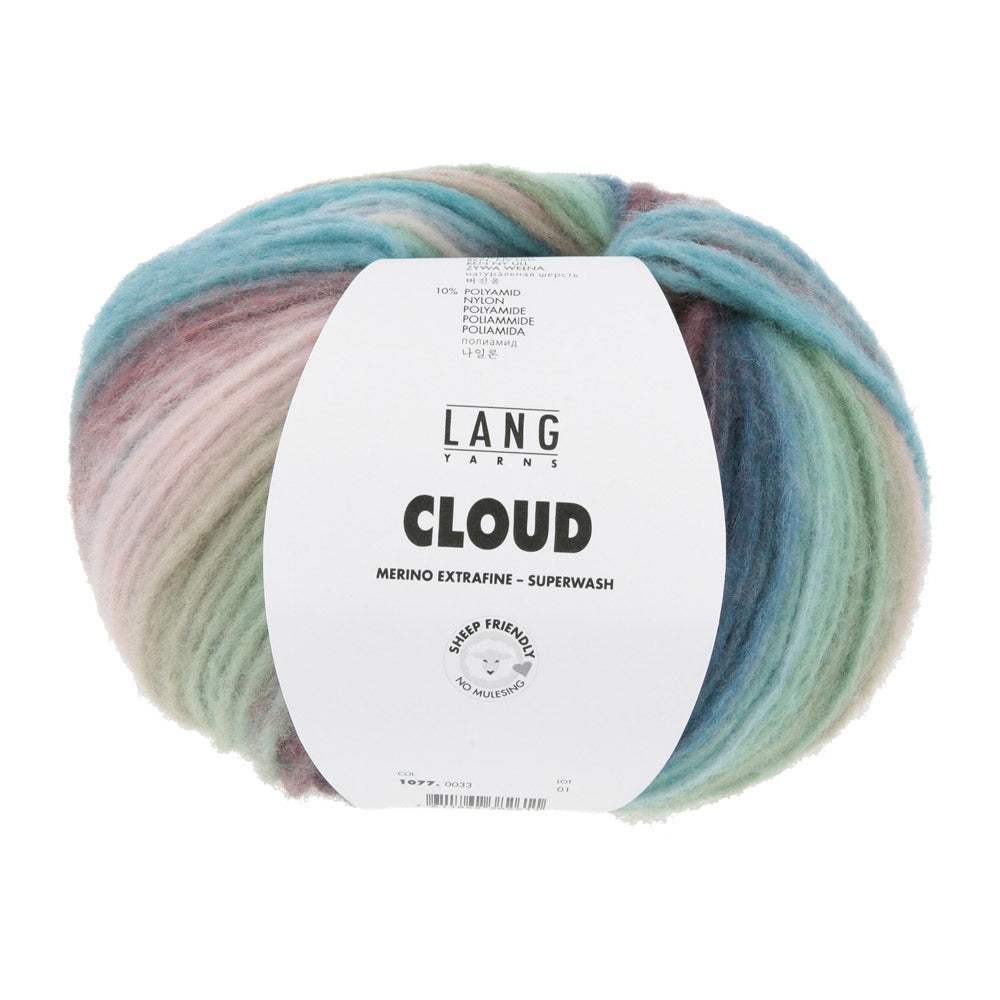 Lang Yarns Cloud 0033 Mint/Turquoise/Bruin/Ijsblauw - bol garen van voren