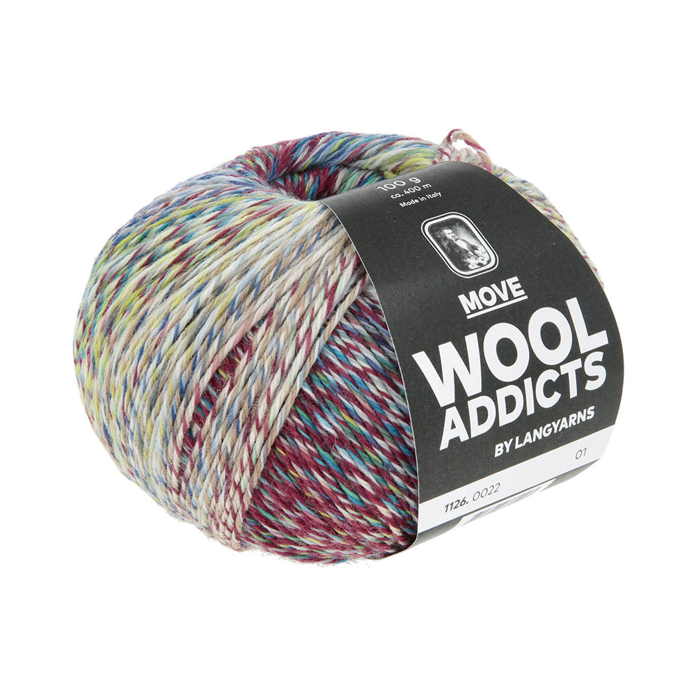 Lang Yarns Move 0022 Turquoise/Bordeaux/Salie/Groen - bol garen van opzij