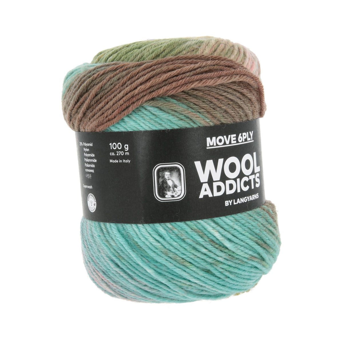 Lang Yarns Move 6-Fach/6-Ply 0013 Blauw/Groen/Oranje/Lila - bol garen van opzij