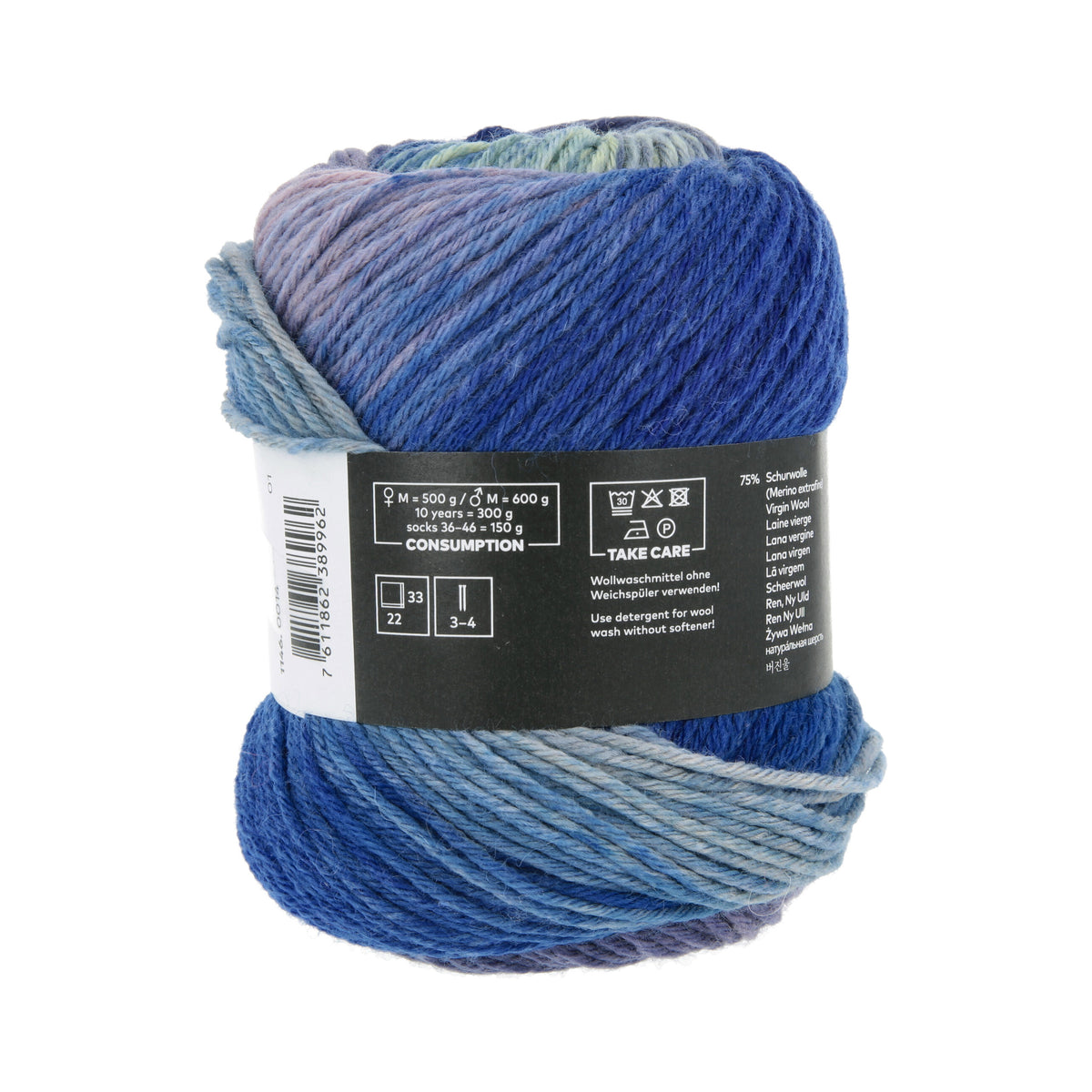 Lang Yarns Move 6-Fach/6-Ply 0014 Koningsblauw/Beige/Lichtolijf - bol garen zonder wikkel