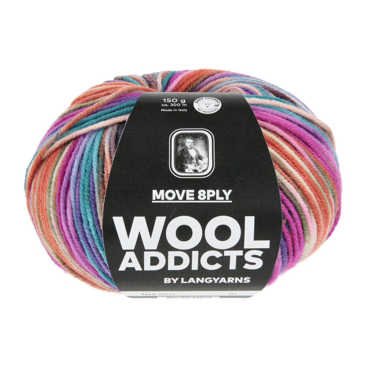 Lang Yarns Move 8-Fach/8-Ply 0011 Paars/Olijf/Oranje/Roze Inkt