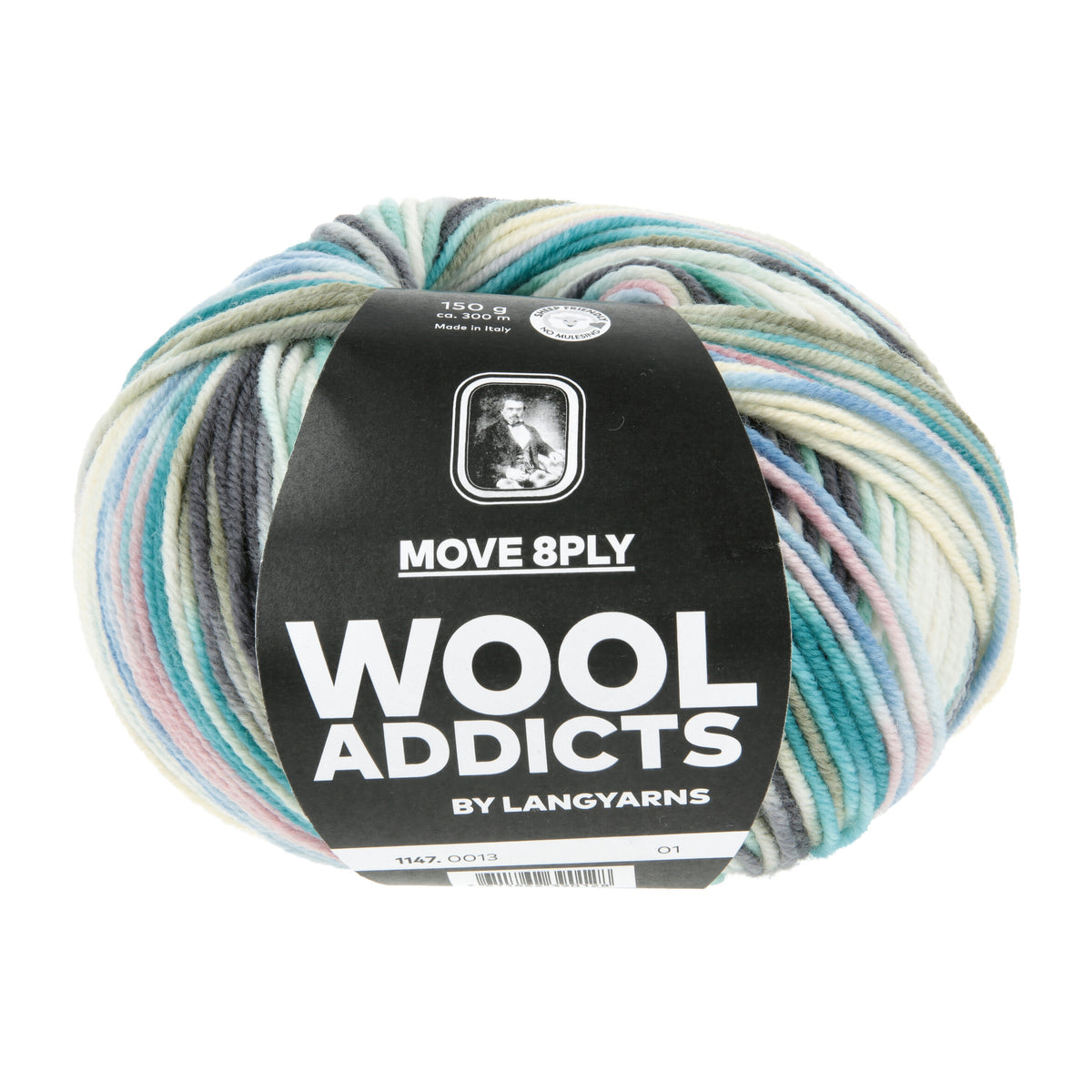 Lang Yarns Move 8-Fach/8-Ply 0013 Smaragdblauw/Grijs/Groen/Gebroken Wit