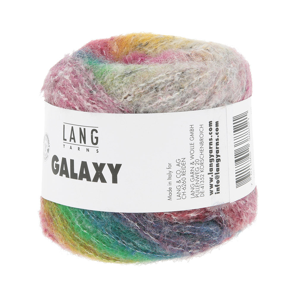 Lang Yarns Galaxy 0005 Roze/Oranje/Groen - gebreid kleurstaal met kleurverloop
