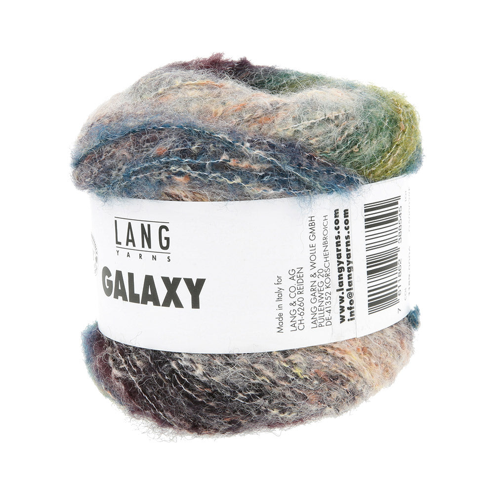 Lang Yarns Galaxy 0006 Zwart/Groen/Beige - gebreid kleurstaal met kleurverloop