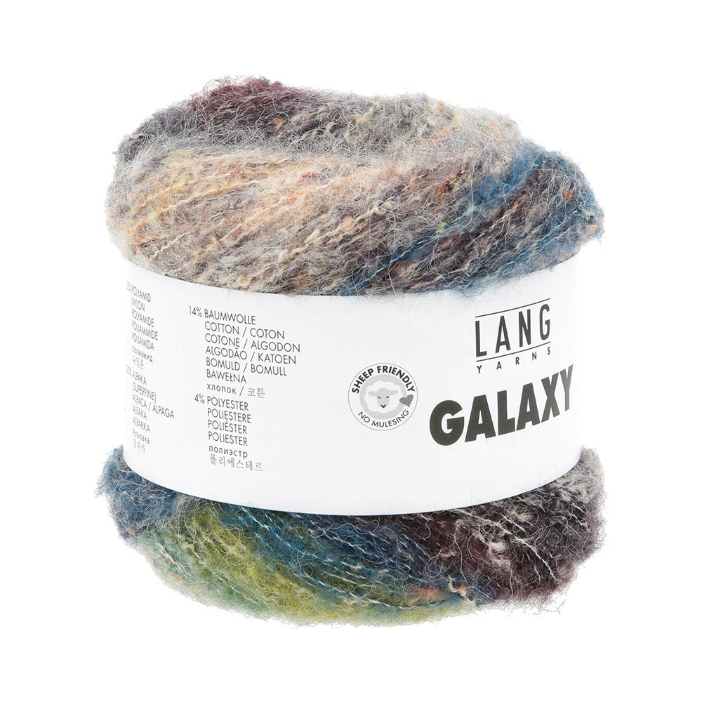 Lang Yarns Galaxy 0006 Zwart/Groen/Beige - close-up van het zachte verloopgaren