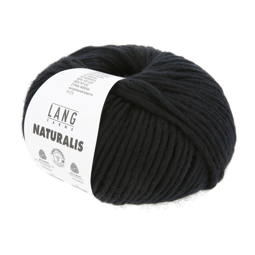 Lang Yarns Naturalis 0004 Zwart - close-up van de draadstructuur
