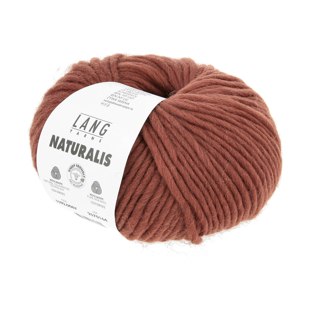 Lang Yarns Naturalis 0087 Baksteenrood - close-up van de draadstructuur