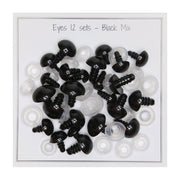 Go Handmade Veiligheidsogen Zwart Assortiment 12 paar 8mm t/m 14mm