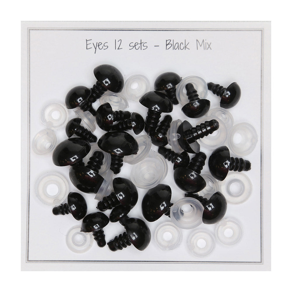 Go Handmade Veiligheidsogen Zwart Assortiment 12 paar 8mm t/m 14mm