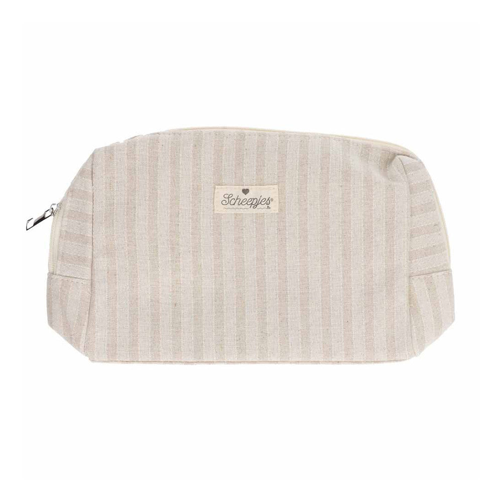 Scheepjes Projecttas met rits 24x16x8cm gestreept beige