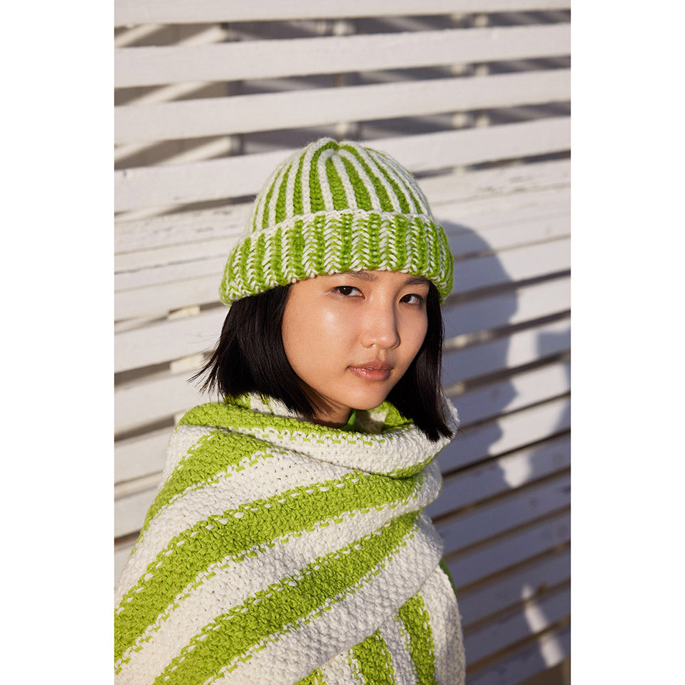 Projectinspiratie voor Lang Yarns Promise 0190 Braam - Sjaal en muts close-up