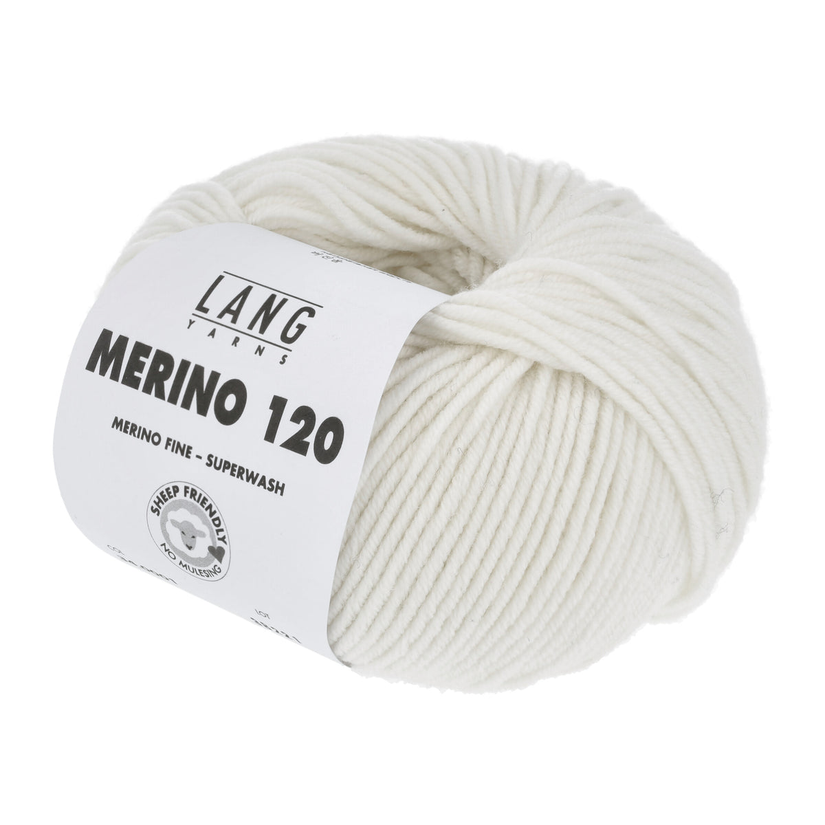 Lang Yarns Merino 120 0001 Wit - bol garen - schuin van voren