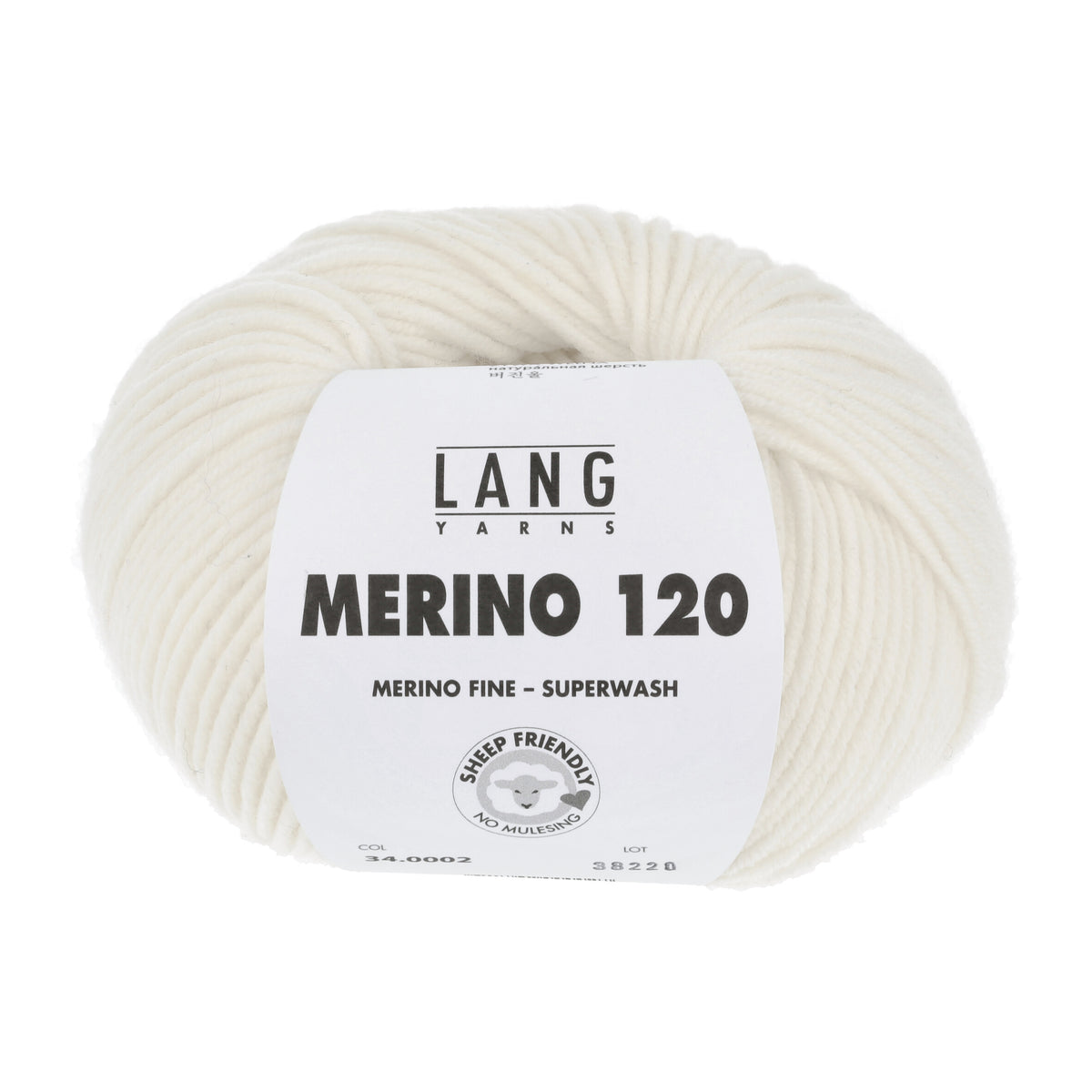 Lang Yarns Merino 120 0002 Gebroken Wit - bol garen - vooraanzicht