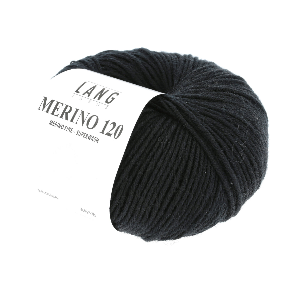 Lang Yarns Merino 120 0004 Zwart - bol garen - schuin van voren