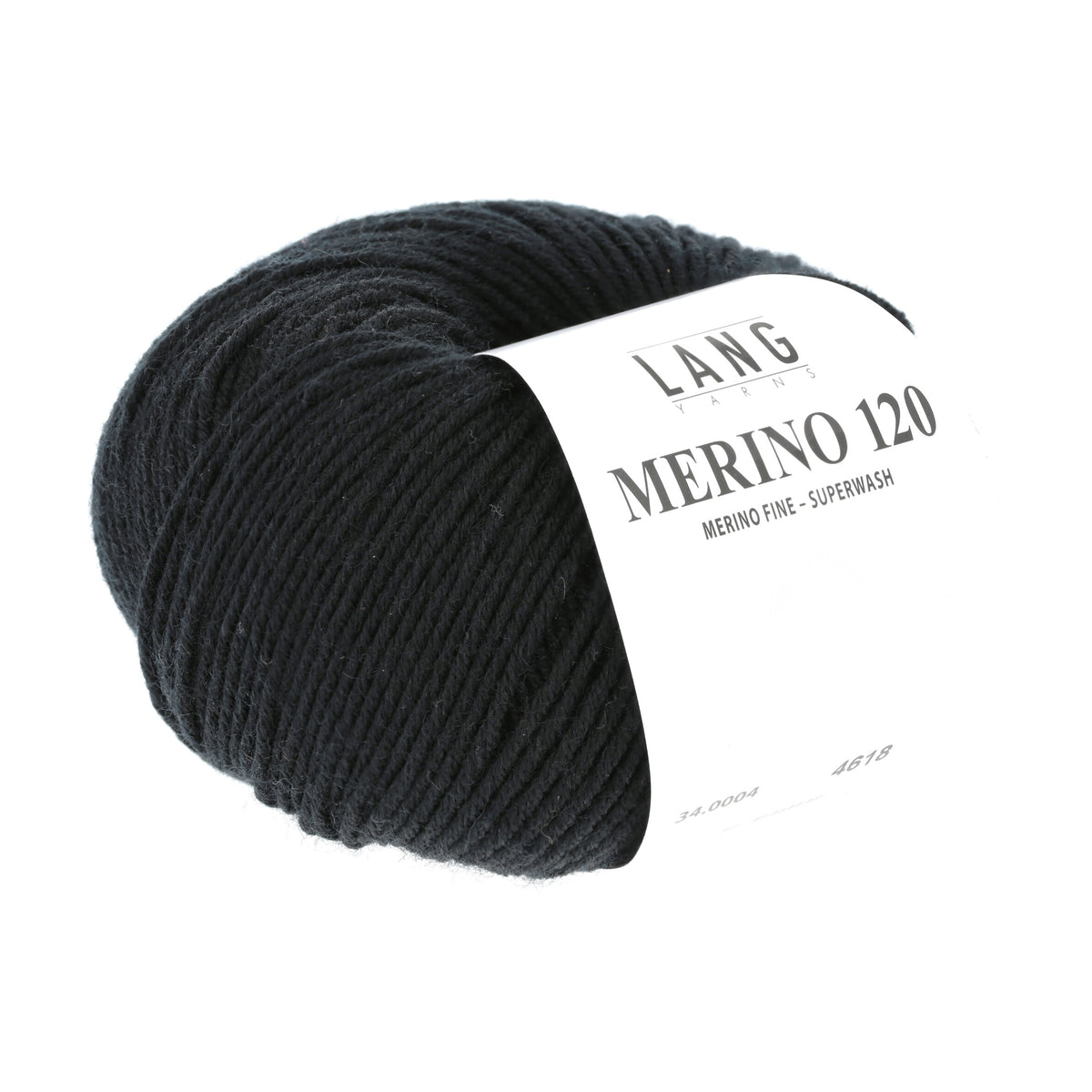 Lang Yarns Merino 120 0004 Zwart - bol garen - tweede schuine aanzicht