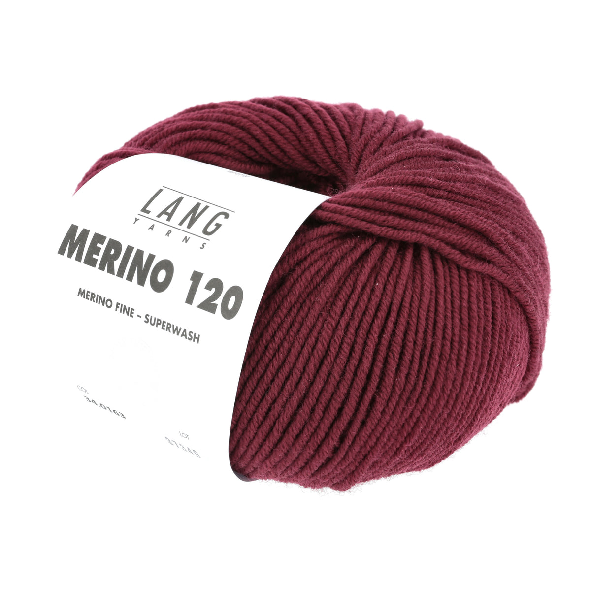 Lang Yarns Merino 120 0163 Donker Rood - bol garen - schuin van voren