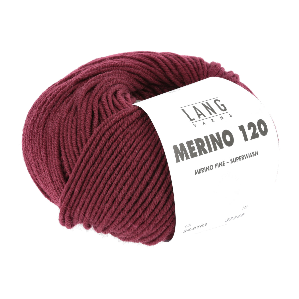 Lang Yarns Merino 120 0163 Donker Rood - bol garen - tweede schuine aanzicht